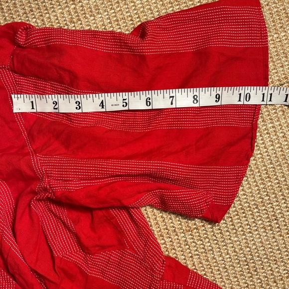 Red striped wrap LOFT Top - Picture 2 of 7